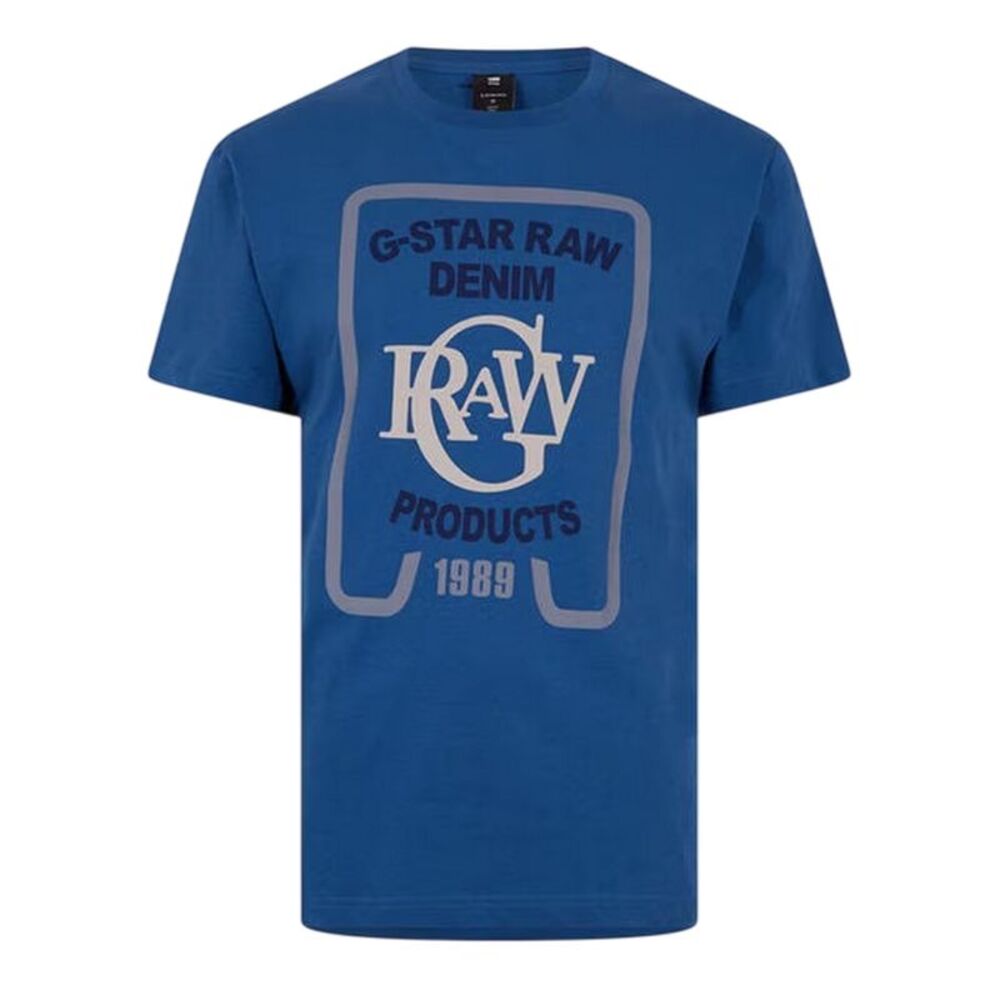 G-Star Mens Raw 1989 Natural Cotton Regular T-Shirt / Retro Blue